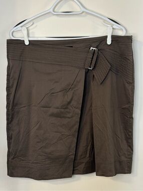 Esprit Collection Women’s Taupe Faux Wrap Skirt Buckle Detail Size 14